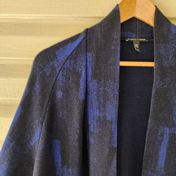 Eileen Fisher wool blend midnight enveloping jacket size M - Picture 4 of 11